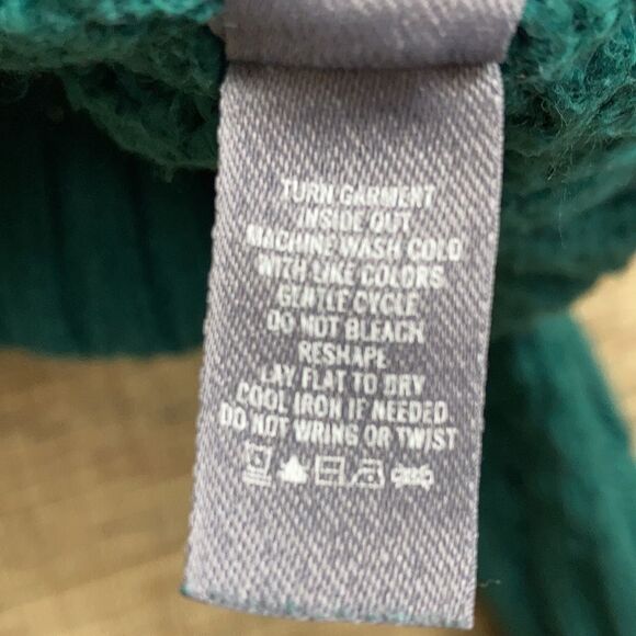 Aerie emerald green cropped cabled cotton blend boxy sweater - Picture 6 of 7